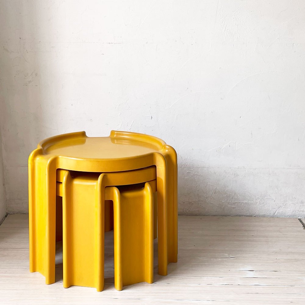 カルテル KARTELL ネストテーブル サイドテーブル スタッキング 3点セット オレンジ ビンテージ ジオット・ストッピーノ Giotto Stoppino 希少 ★