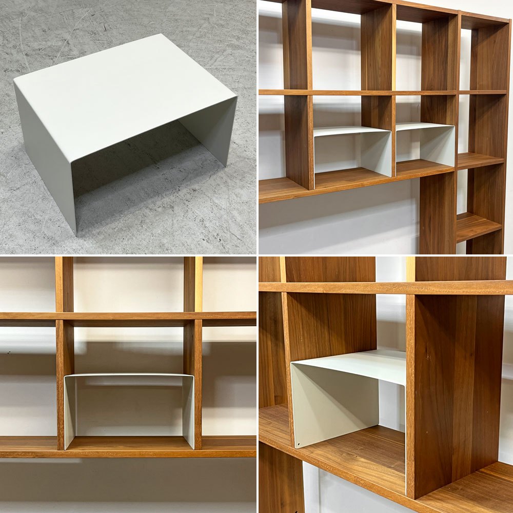 無印良品 MUJI スタッキングシェルフ 4列5段 TVボード仕様 壁面収納 飾り棚 ウォールナット コの字棚×2 木製フック×2 ●