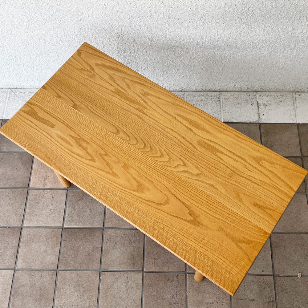 アクタス ACTUS ロッジ LODGE SOFA TABLE ソファテーブル リビングテーブル W110cm オーク材 天板下収納付 参考価格￥56,100- 廃番 ◇
