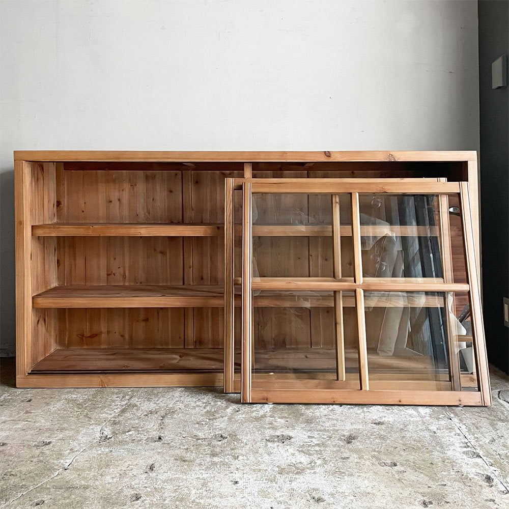 クラッシュゲート CRASH GATE ノットアンティークス Knot Antiques ハチス サイドキャビネット w175cm 杉古材 ガラス 展示美品 ■