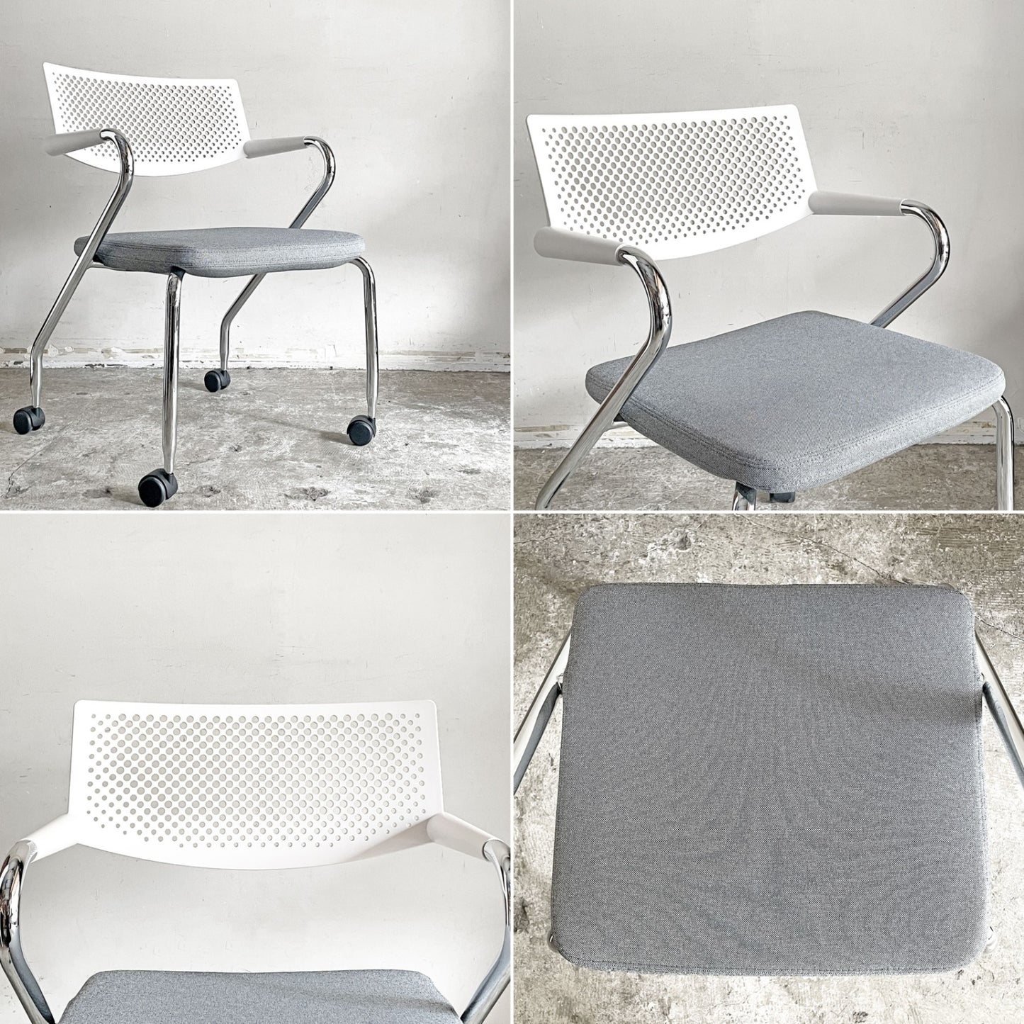 ヴィトラ vitra ビザロール Visaroll デスクチェア ミーティングチェア グレー系 ファブリック キャスターベース スタッキング アントニオ・チッテリオ A ■