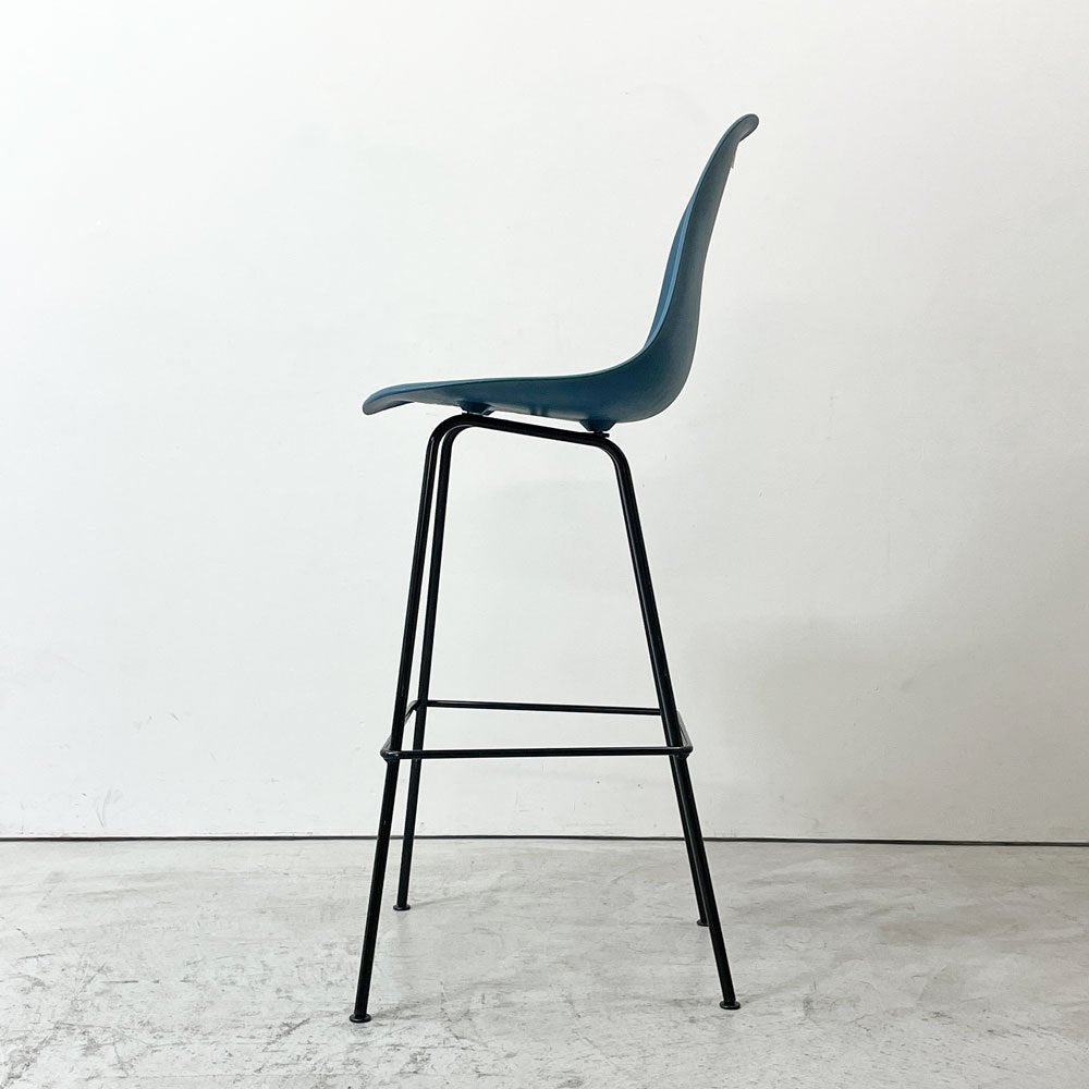 ハーマンミラー Herman Miller イームズプラスチックシェルスツール バーハイトスツール H115.5cm ポリプロピレン製 ブルー ミッドセンチュリー B ●