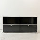 ユーエスエムハラー USMハラー USM Haller モジュラーファニチャー キャビネット シェルフ 2列2段 ドロップダウンドア×2 グラファイトブラック 定価270,079円 ●