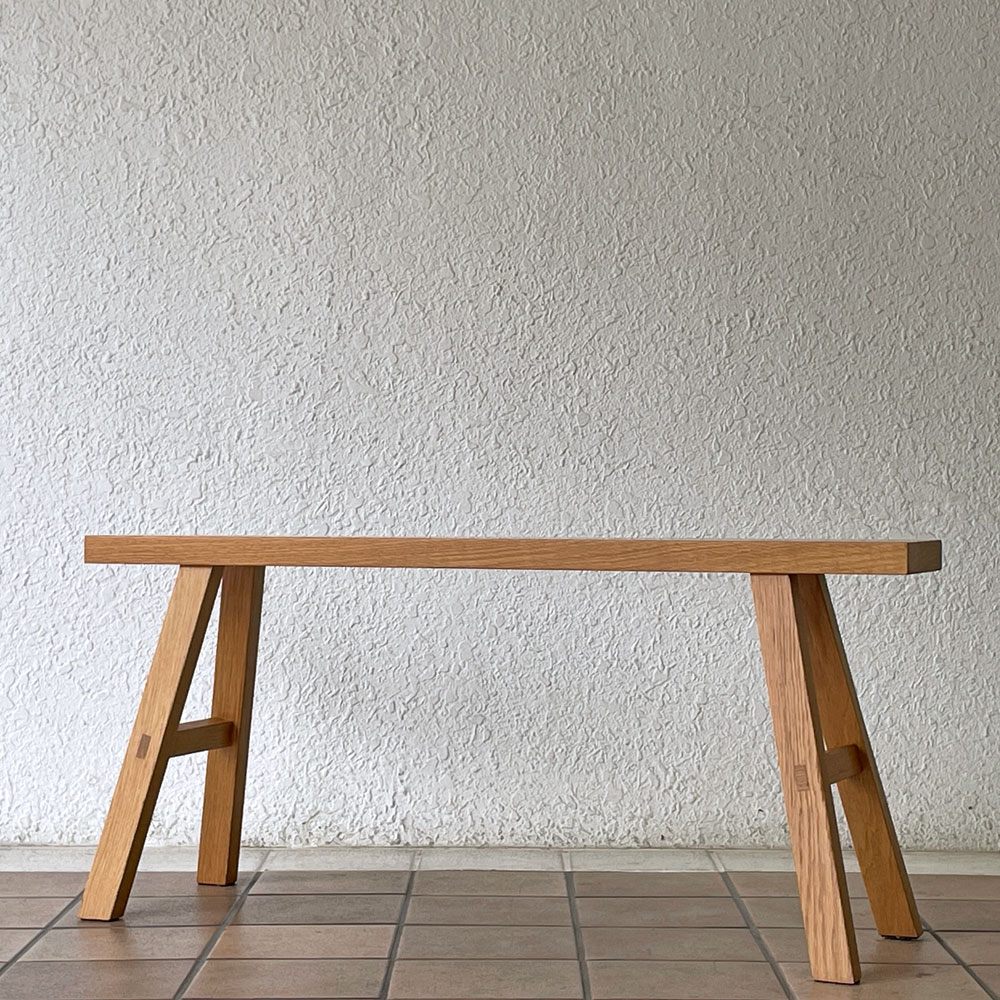 無印良品 MUJI 無垢材 木製ベンチ オーク材 大サイズ W100cm 廃番仕様 シンプルモダン ◇