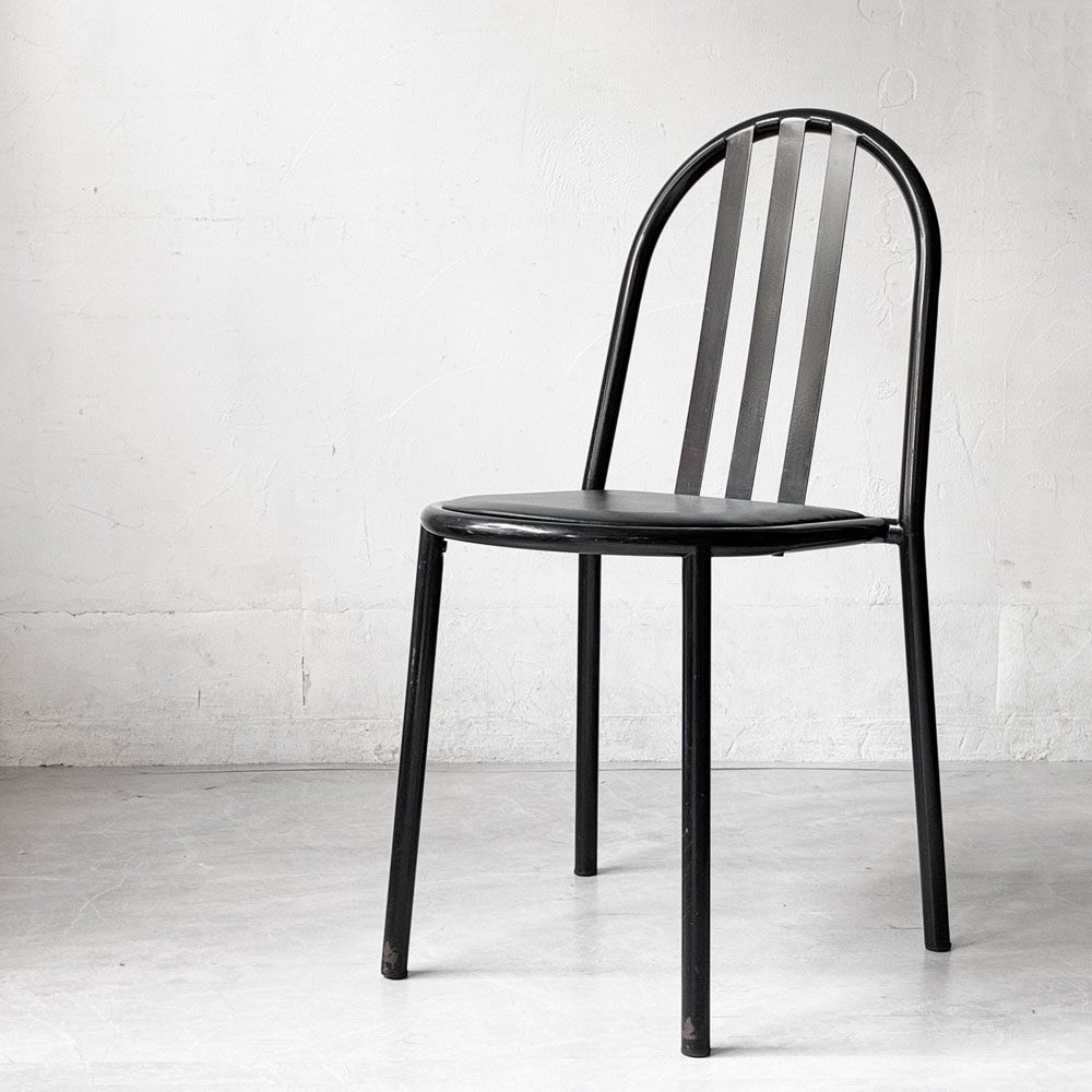 フランスビンテージ French Vintage ステヴァンチェア Stevens Chair モデルC Model C ブラック レザー クッションシート ロベール・マレ＝ステヴァンス  ★