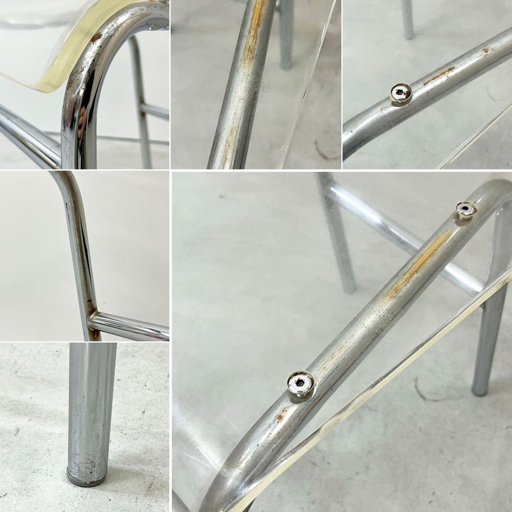 ビンテージ Vintage アクリル×スチール ダイニングチェア クリア レトロ ミニマル モダン B ●