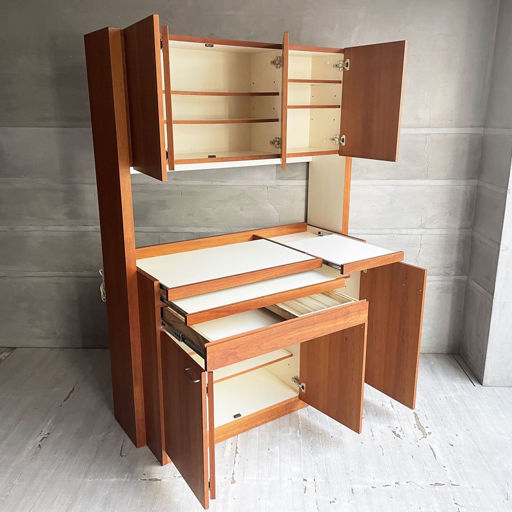 広松木工 HIROMATSU ベロイデア VEROIDEA キッチンボード カップボード 食器棚 チェリー材 コンセント付き 上下分割可 廃番 参考定価 ￥199,500-♪