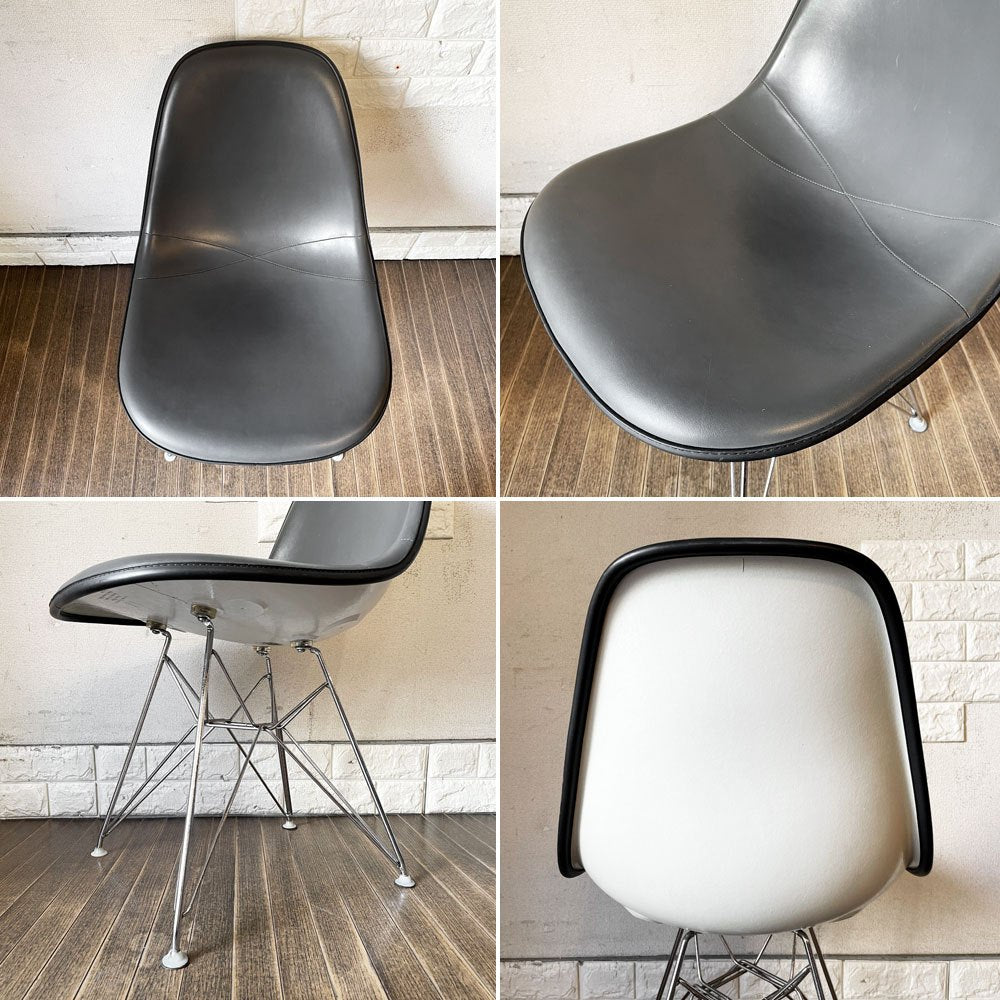 ハーマンミラー Herman Miller サイドシェルチェア モダンファニチャーセールス FRP製 ホワイトシェル ナウガレザー ダークグレー エッフェルベース C&R イームズ ◎