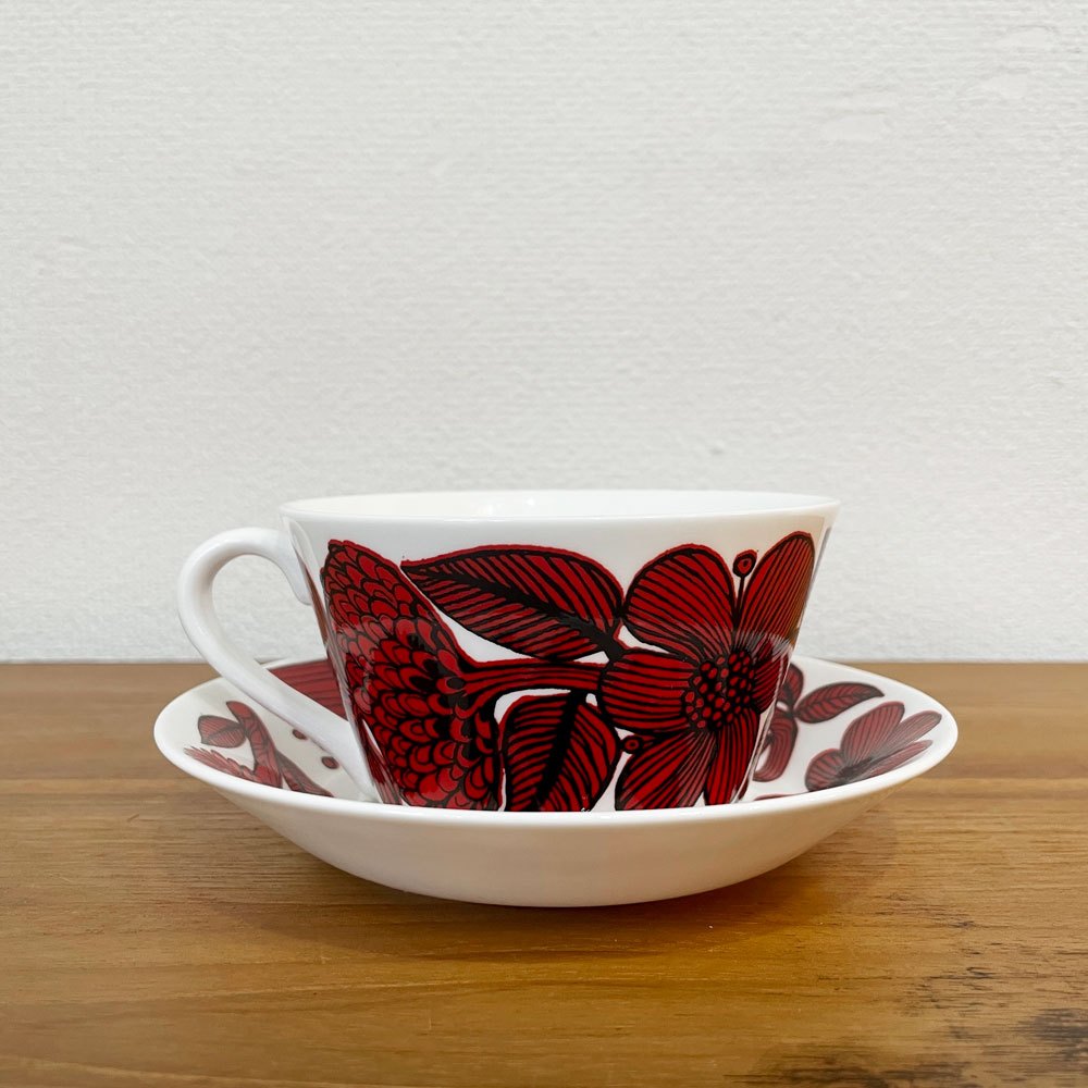 グスタフスベリ GUSTAVSBERG レッドアスター RED ASTER コーヒーカップ＆ソーサー C/S スティグ・リンドベリ スウェーデン 北欧食器 復刻品 ◎