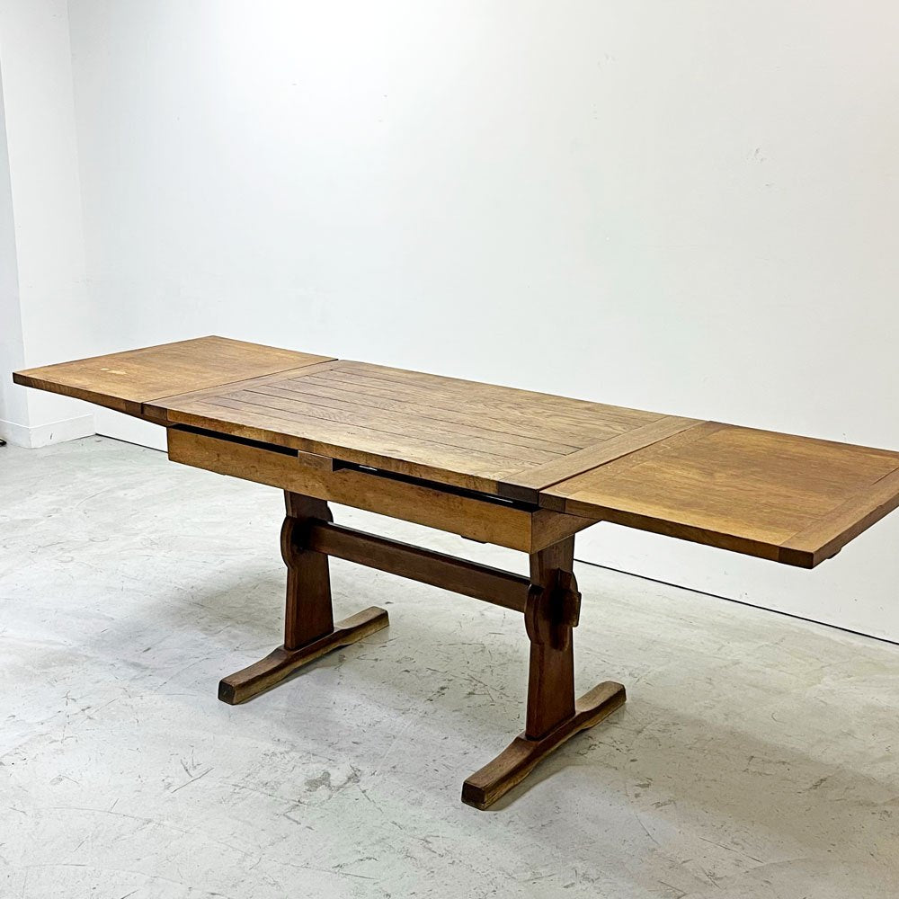 フランスビンテージ France Vintage オーク無垢材 ドローリーフテーブル エクステンション ダイニングテーブル 伸長式 アンティーク シャビーシック ●