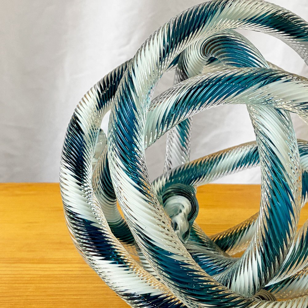 ヘイ HAY グラスノット オブジェ Glass Knot Teal and White インテリア オブジェ 北欧モダン W20cm ◇