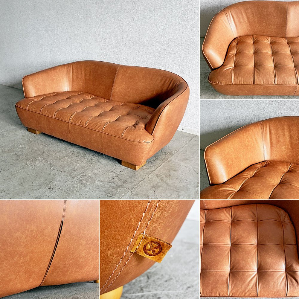 クラッシュゲート CRASH GATE タブレザーワークス tabu Leather Works オピアム OPIUM 2.5シーターソファ W176.5cm リサイクルレザー クッション一部欠品 〓