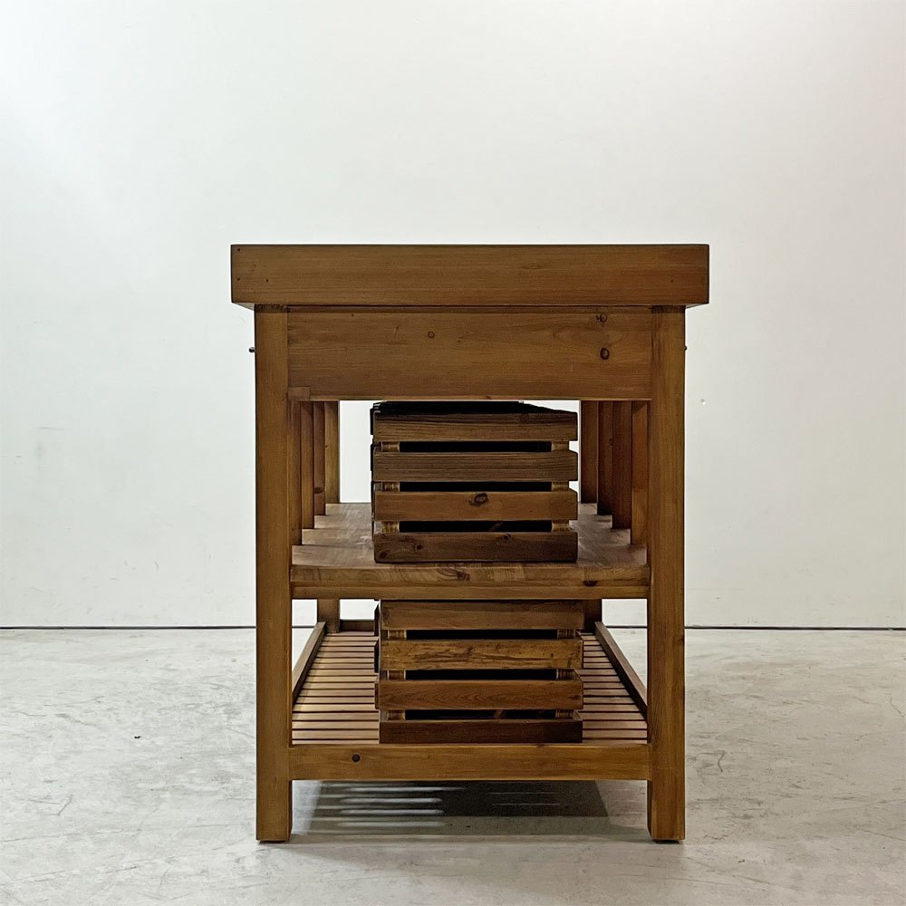 クラッシュゲート CRASH GATE ノットアンティークス Knot antiques ポタリー POTTERY アイランドテーブル 古材 トタン 関家具 インダストリアル 展示品 ●
