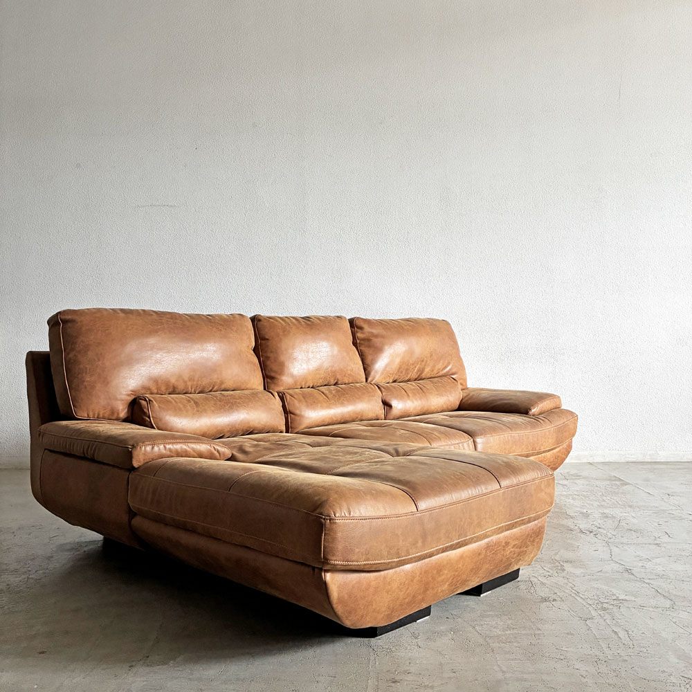 リラックスフォーム RELAX FORM トレビソ TREVISO スモールカウチソファ 右カウチ W240cm スーパーレザーテックス オーカーブラウン 関家具 参考価格￥229,800- 〓