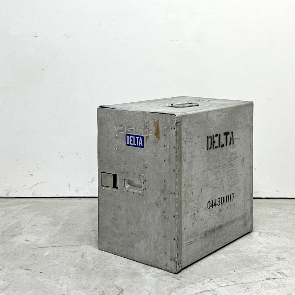 DELTA航空 ビンテージ ギャレーコンテナ ボックス Galley Box アルミ製 1ドア 6段 棚板付き 1960～70`s US Vintage C ●