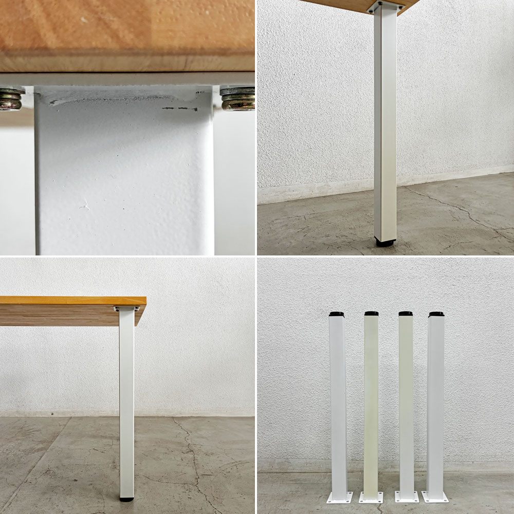 かなでもの KANADEMONO ザ・テーブル THE TABLE White Steel デスク W125×D75cm ラバーウッド ナチュラル スクエアバー脚 参考定価￥49,900- 〓