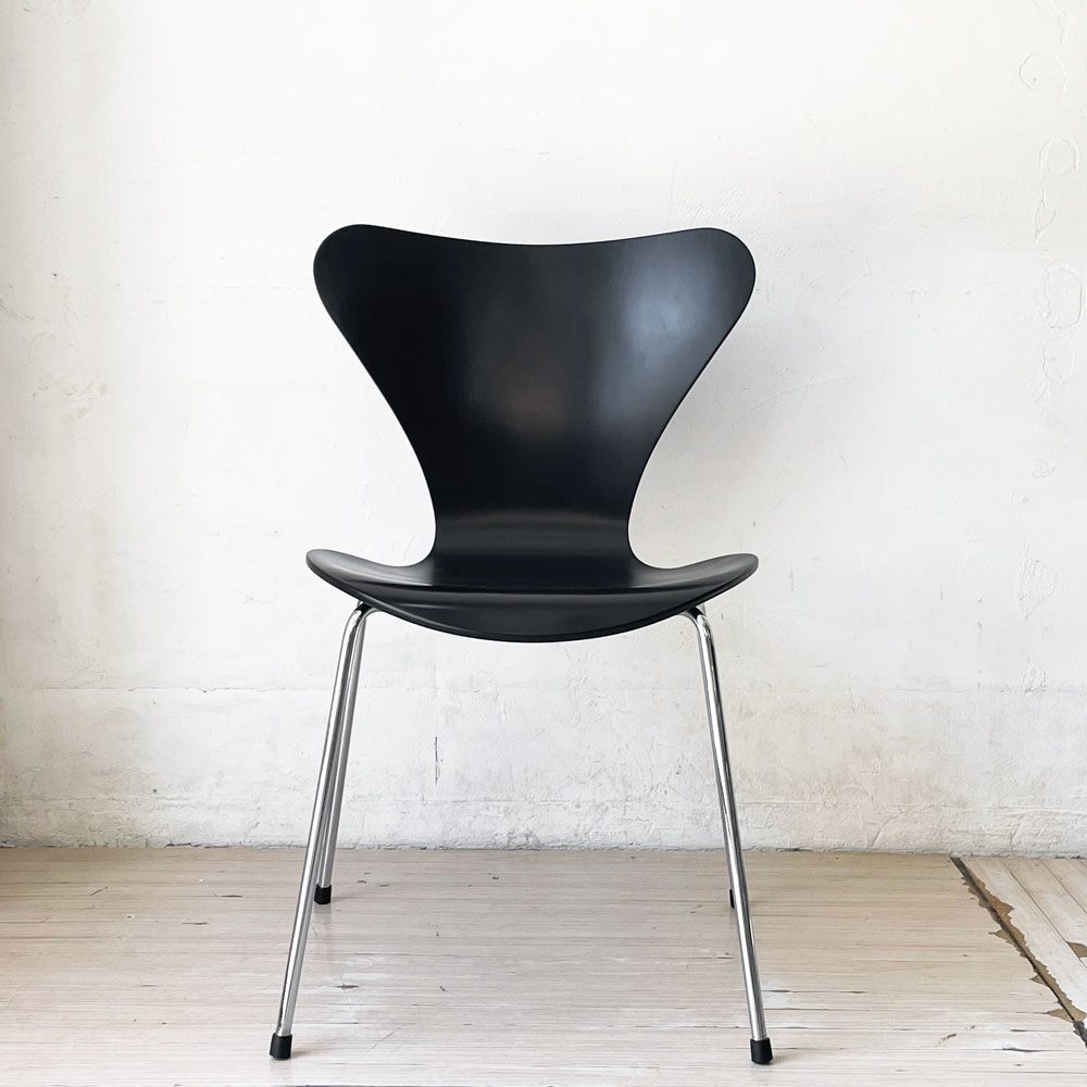 フリッツハンセン Fritz Hansen セブンチェア ダイニングチェア ブラック ラッカー再塗装 アルネ・ヤコブセン デンマーク スタッキングチェア 北欧家具 ★