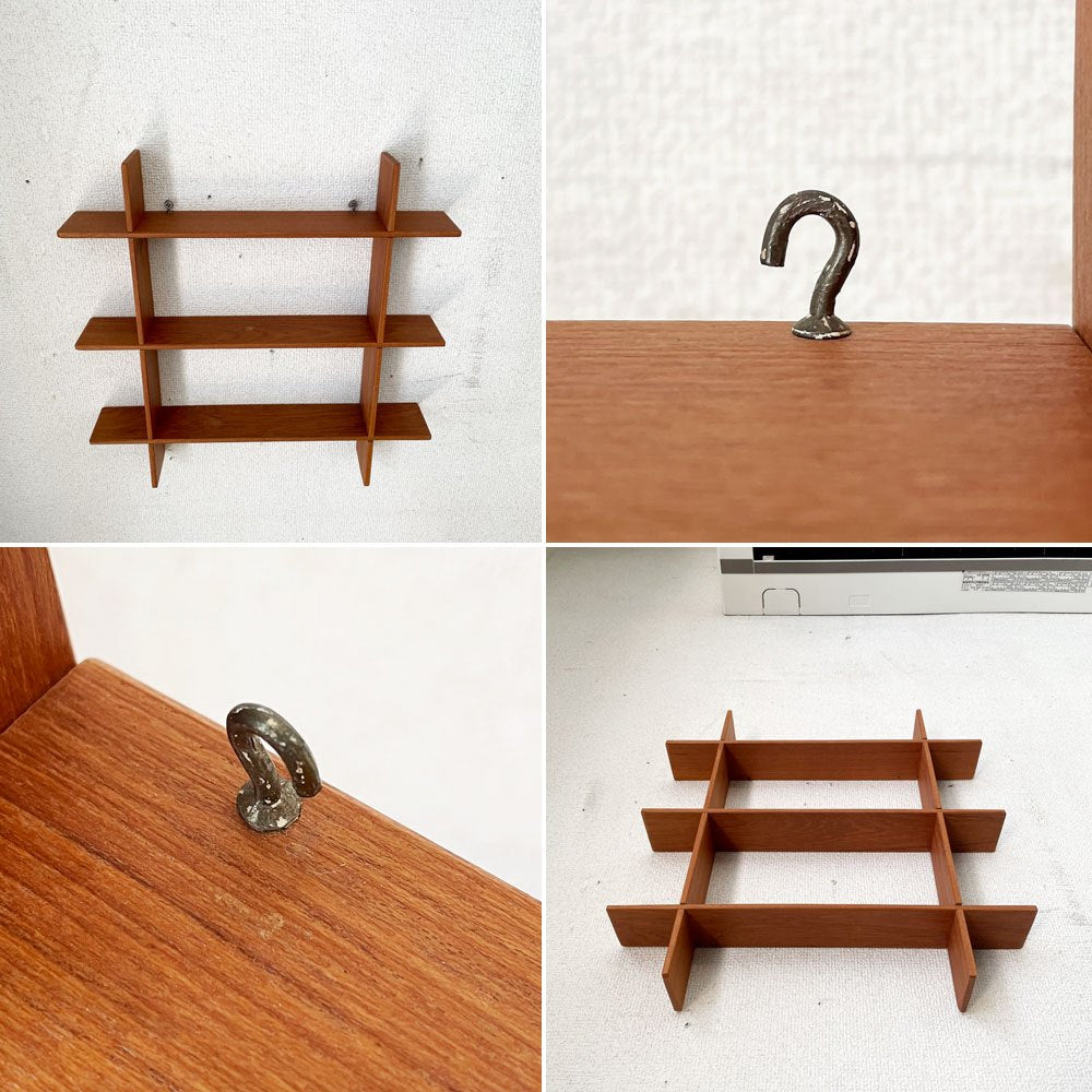 スウェーデンビンテージ Swedish Vintage チーク材 ウォールクロスシェルフ ディスプレイラック 3段 39×39cm 壁掛け ミッドセンチュリー 北欧家具 A ◎