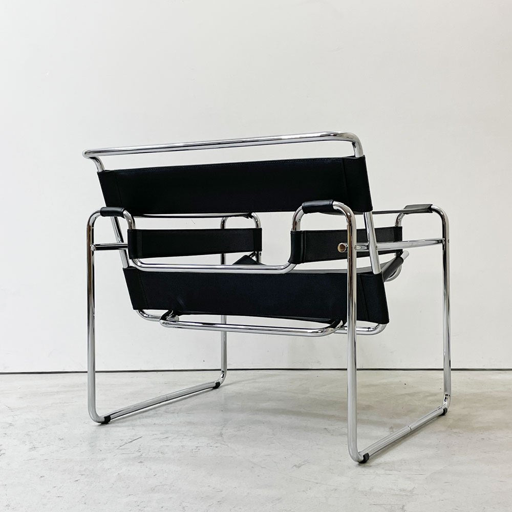 ワシリーチェア Wassily Chair ブラック 本革 マルセルブロイヤー バウハウス 名作家具 モダニズムデザイン リプロダクト品 ●