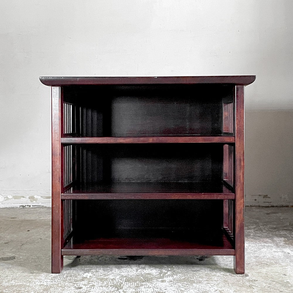 九州民芸家具 縦格子小棚 3段 飾り棚 陳列棚 ディスプレイラック ミズメザクラ無垢材 和家具 民芸 和モダン 店舗什器 ■