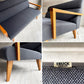 トラックファニチャー TRUCK FURNITURE ロビー LOBBY 2Pソファ 2人掛け オーク無垢材 グレー系ファブリック 新品張替済 廃番希少 ♪