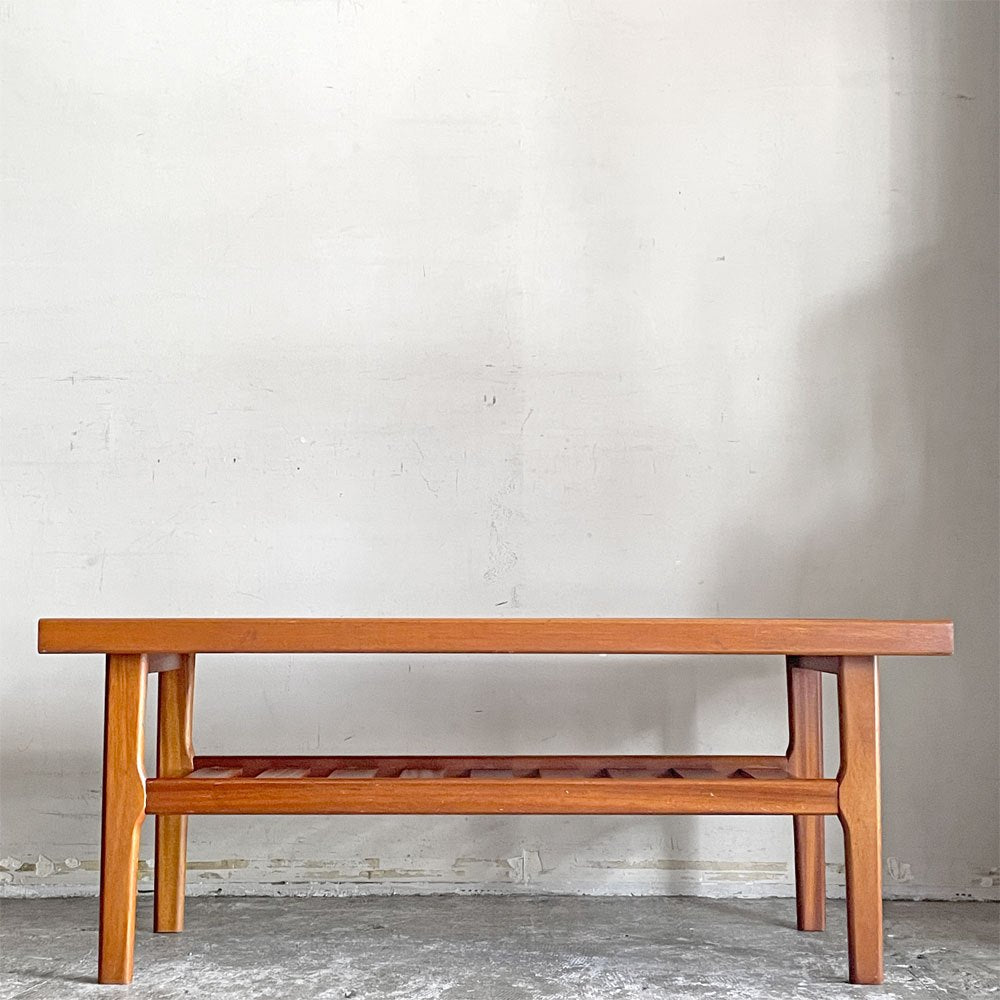 メイヤー horatio myer & co. ltd コーヒーテーブル チーク材 センターテーブル マガジンラック付き  UKビンテージ 英国家具 ■