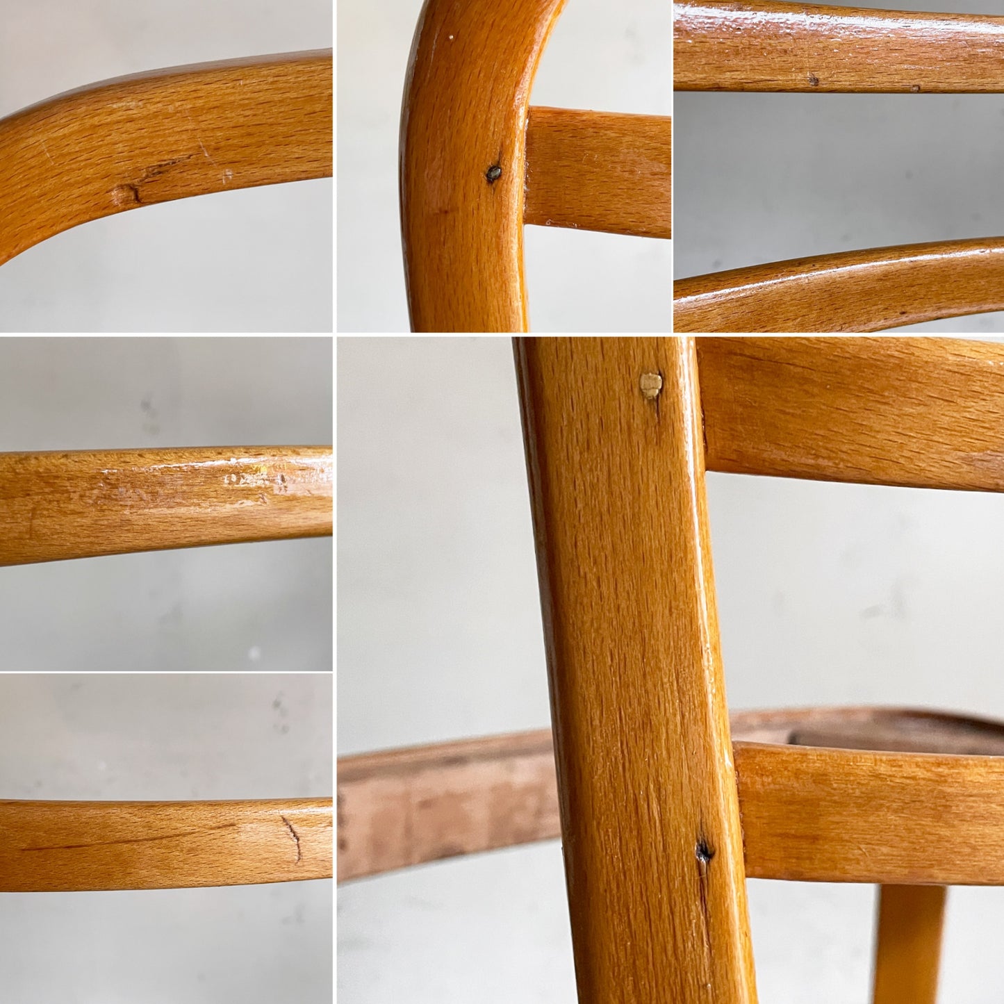 トーネット THONET ライターチェア leiter chair ダイニングチェア ベントウッド ラダーバック ファブリックシート 木製 W44cm ビンテージ ■