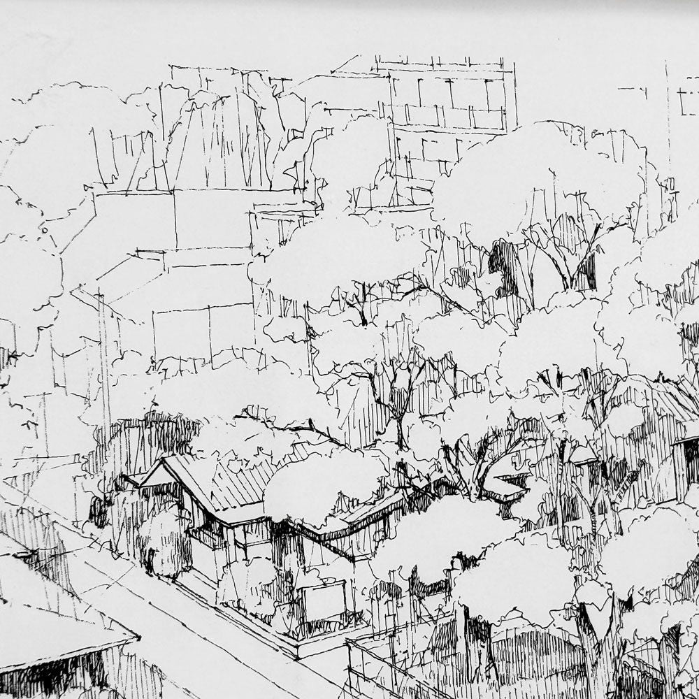 フランク・ロイド・ライト FRANK LLOYD WRIGHT 自由学園 明日館 モノクロポスター オーク材フレーム付き ●