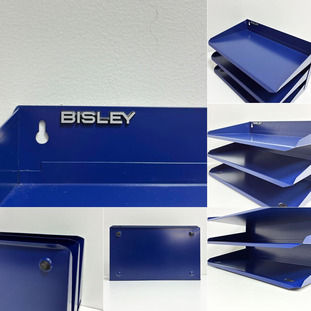 ビスレー BISLEY 3段 レターラック ブルー 書類棚 A4サイズ 横型 W38.5cm 壁掛け可 デスクアクセサリー 英国 廃番カラー ●