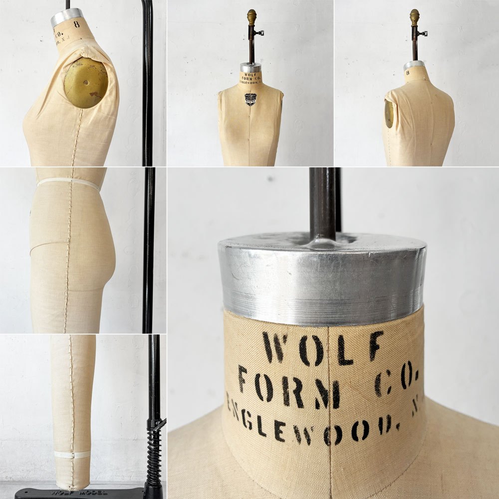 ウルフフォーム WOLFFORM ハンギング トルソー フルボディ ドレスフォーム ウィメンズ 8号 フルレングス ペダル付 ピンワーク可 アイアンキャスト キャスター 店舗什器 USビンテージ ★