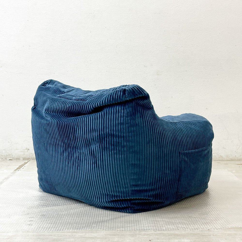 ルージー LOOSY ハグミー HUGME 1人掛けビーズソファ コーデュロイ カバーリング 軽量 ネイビー色 Navy 定価￥39,900- ●