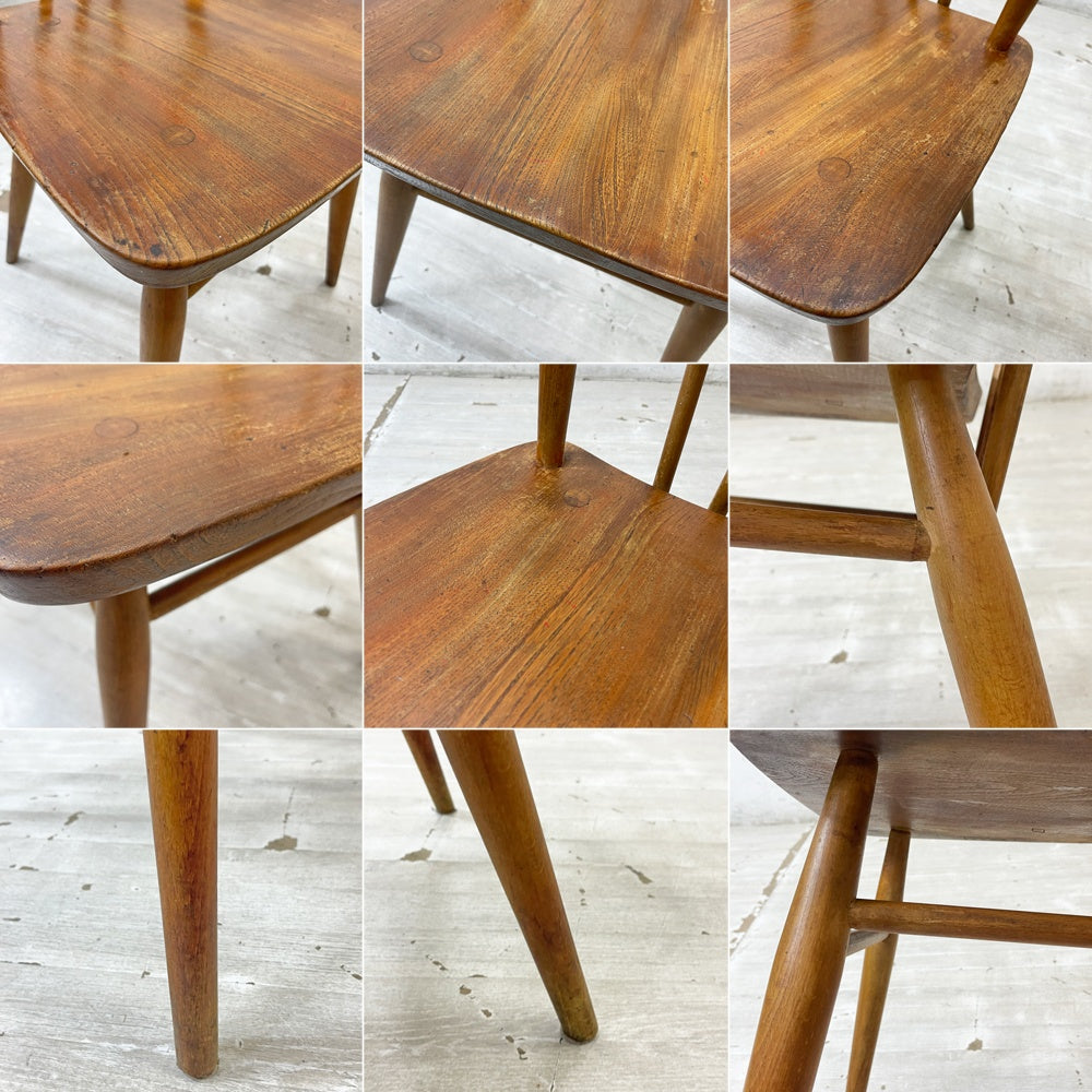 アーコール Ercol スティックバックチェア ダイニングチェア エルム材 UKビンテージ Vintage オイルフィニッシュ 英国家具 ●
