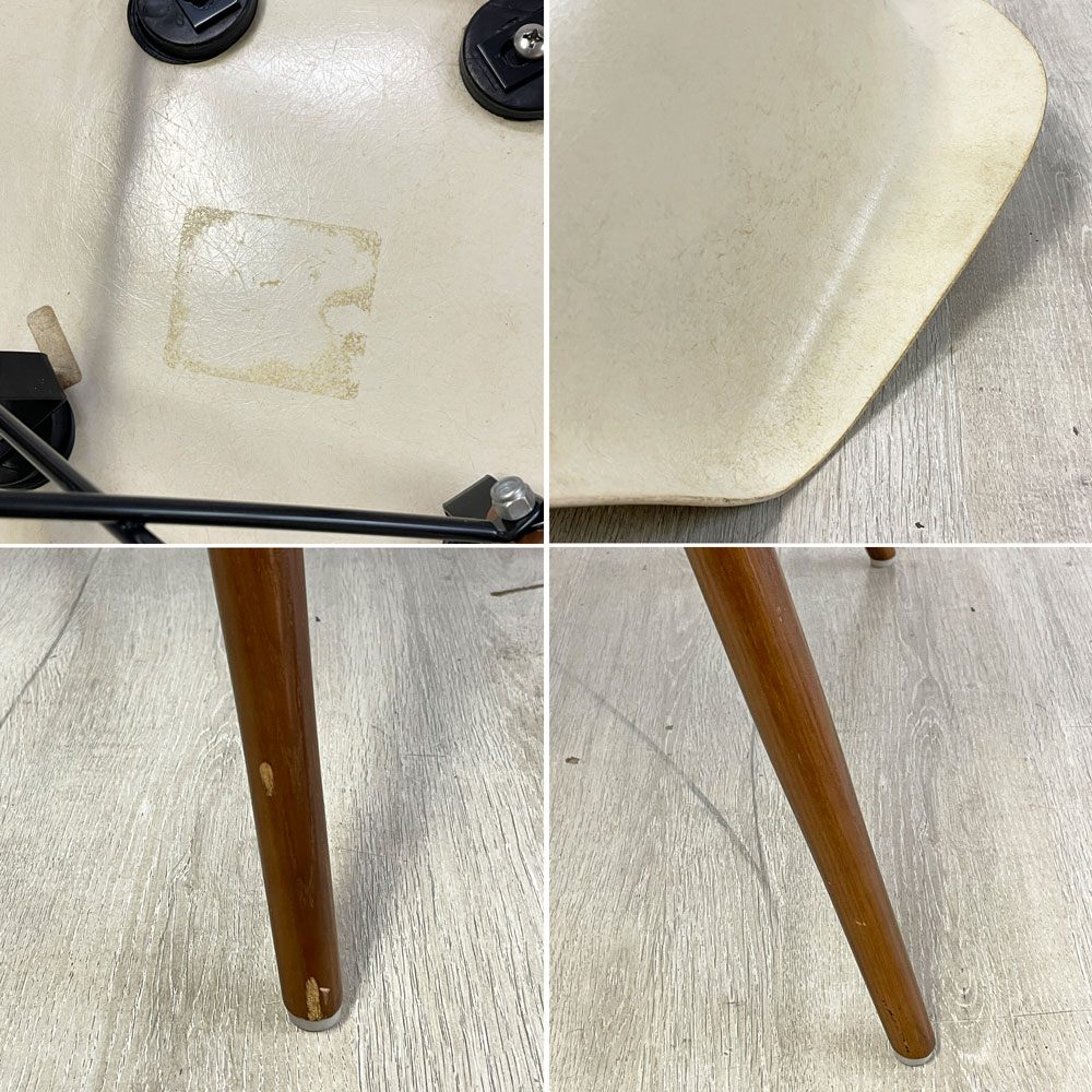 ハーマンミラー Herman Miller アームシェルチェア セカンド 2nd ビンテージ FRP ダヴェルベース パーチメント イームズ ミッドセンチュリー ●