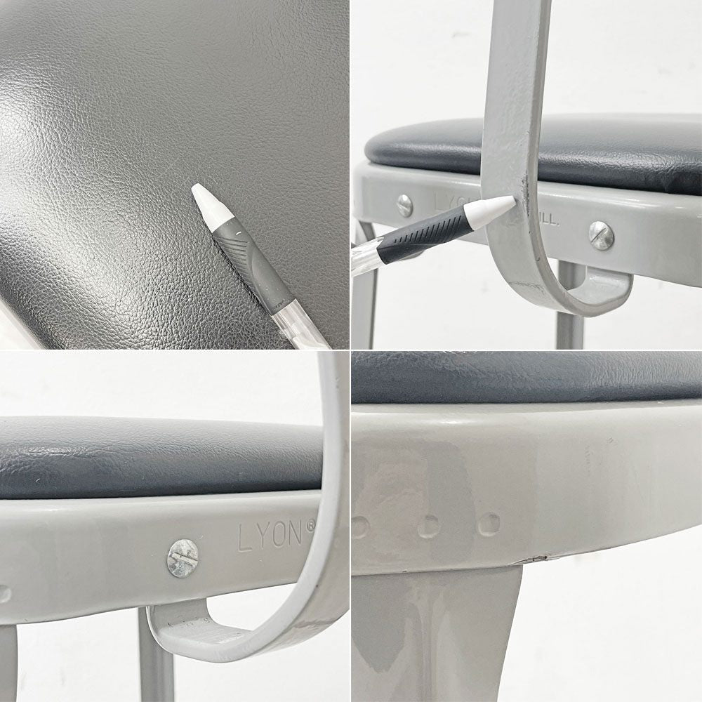 リオン LYON ファクトリー チェア FACTORY CHAIR カウンターチェア グレー バックレスト クッション PVCレザー 座面高69cm パシフィックファニチャーサービス P.F.S取り扱い B ●