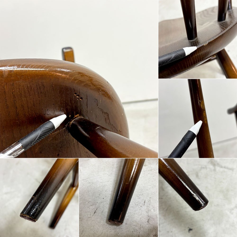 アーコール Ercol スモーカーズチェア Smoker's chair カウホーンチェア No.338 ラウンジチェア ビーチ×エルム材 ブルーラベル 英国 ビンテージ 希少 ●
