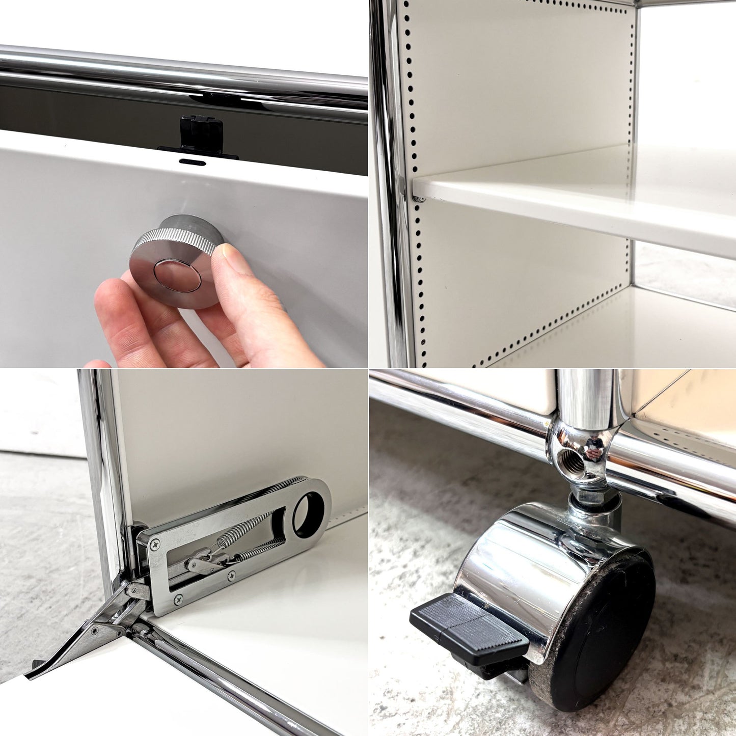 ユーエスエムハラー USM Haller モジュラーファニチャー Modular Furniture テレビボード ピュアホワイト2列1段 ドロップダウン キャスター ●
