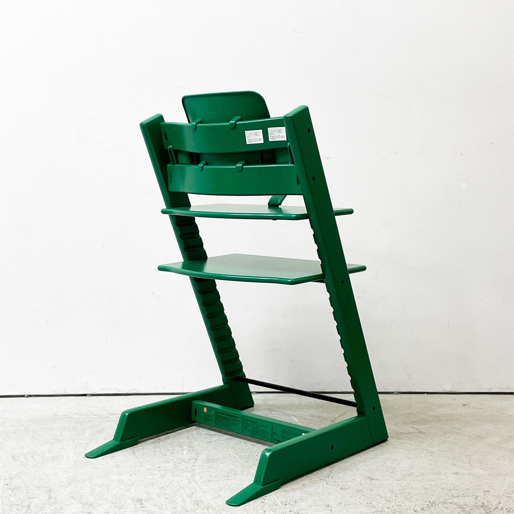 ストッケ STOKKE トリップトラップ TRIPP TRAPP ベビーチェア キッズチェア S/N6～ ガード・グライダー付き グリーン ノルウェー 北欧家具 ●