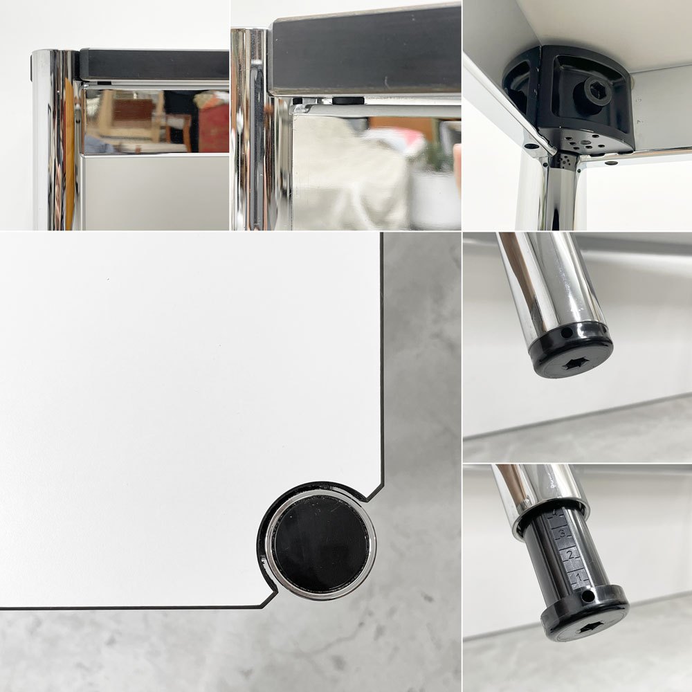 USMモジュラーファニチャー USM Haller USMハラーテーブル ワーキングデスク ダイニングテーブル W125×D75×H74cm パールグレーラミネート(ホワイト) 高さ調整機能付 ●