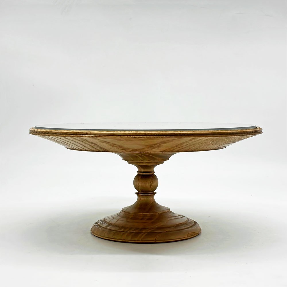 イッカ ICCA コンポート台 Private Comport Φ20cm アッシュ材 ガラス天板 ろくろ脚 収納袋付き ●