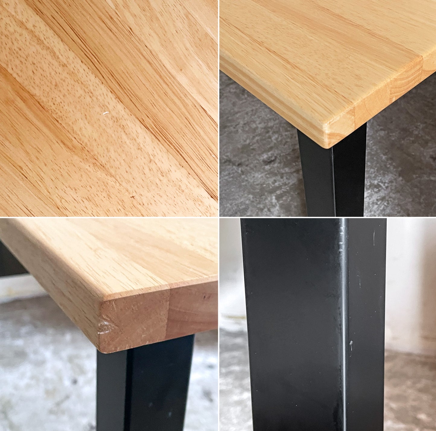 かなでもの KANADEMONO ザ・テーブル THE TABLE デスク ラバーウッド無垢材 W150xD70cm スチール スクエアバーレッグ シンプルトレイ付き ブラック A ■