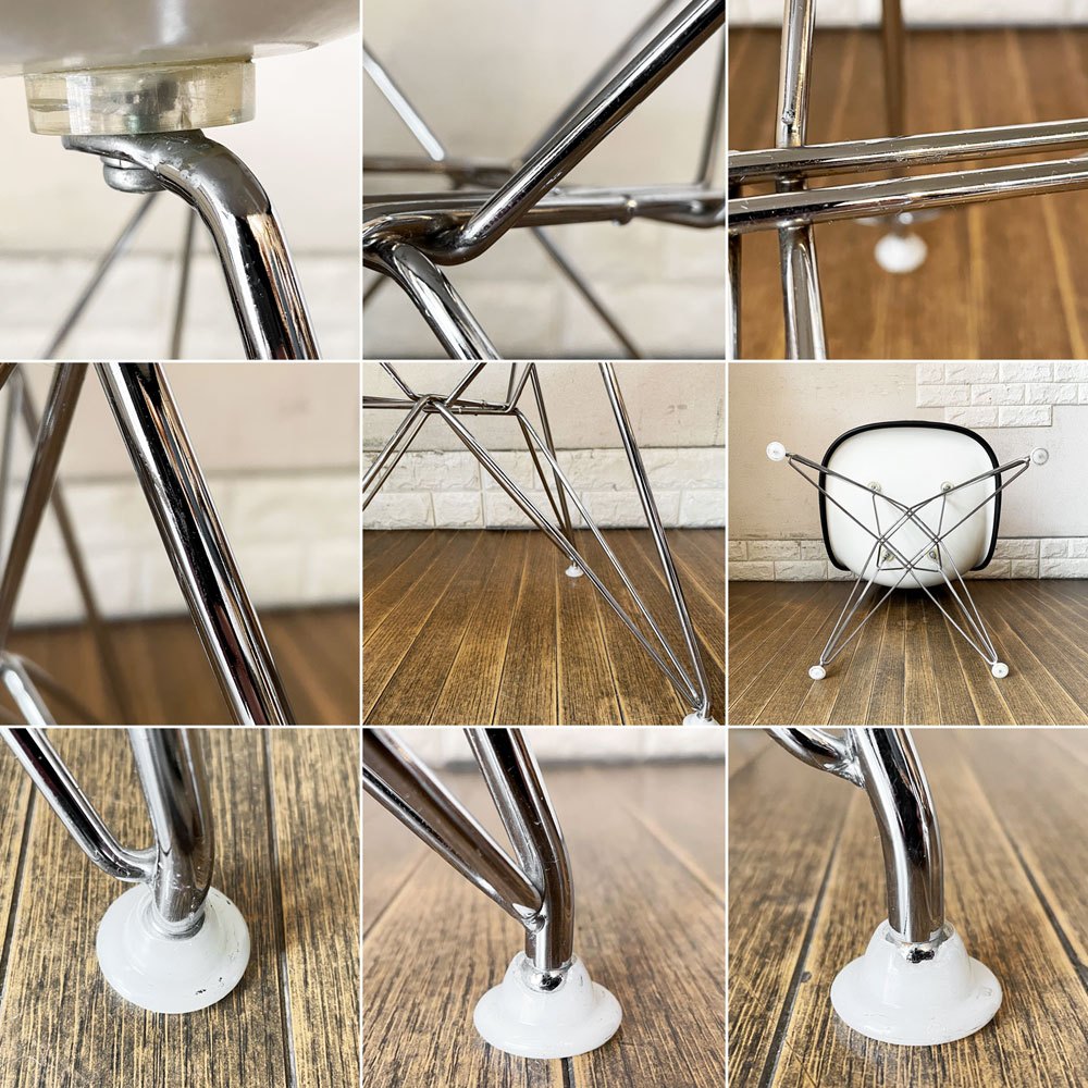 ハーマンミラー Herman Miller サイドシェルチェア FRP製 3rdビンテージ ホワイトシェル ナウガレザー キャメル系 エッフェルベース C&R イームズ ミッドセンチュリー ◎