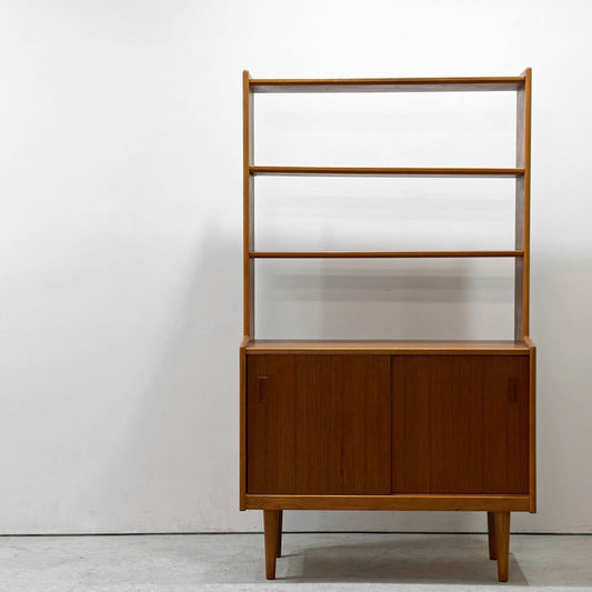 北欧ビンテージ Scandinavian Vintage チーク材 オープンシェルフ キャビネット ブックシェルフ 飾り棚 W90cm 北欧家具 ●