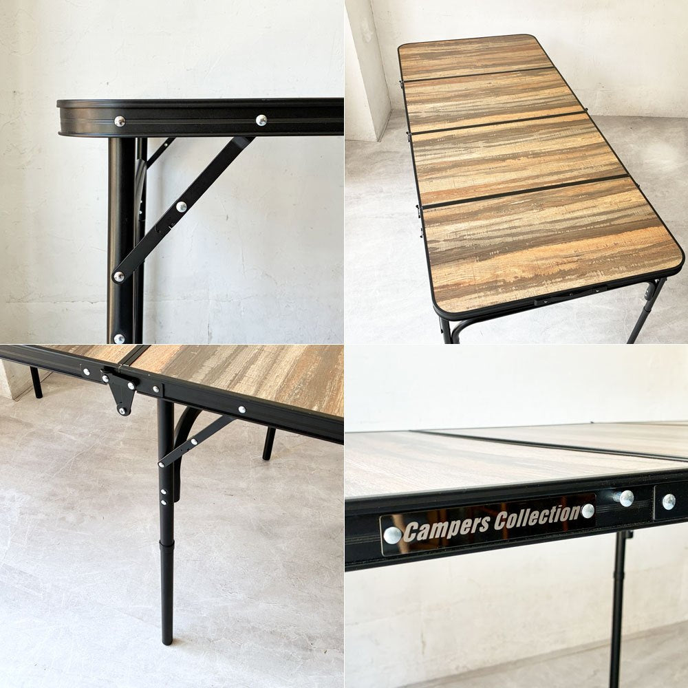 山善 キャンパーズコレクション フォールディングテーブル W180cm 高さ2段階 折り畳み アウトドア キャンプ  ★
