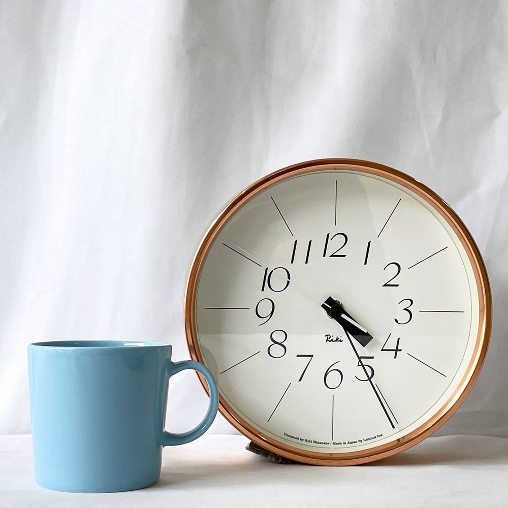 タカタレムノス Lemnos リキクロック Riki Clock 20.4cm 掛け時計 ウォールクロック 銅の時計 渡辺力 100周年 記念モデル ◇