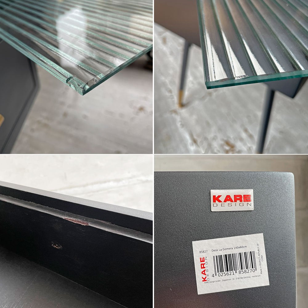 カレ KARE ラ ゴメラ La Gomera デスク コンソールテーブル ウッド×スチール ガラストップ ブラックパウダーコーティング インダストリアル モダンデザイン ドイツ ♪