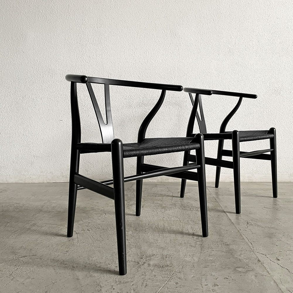 カールハンセン＆サン Carl Hansen & Son CH24 Yチェア ビーチ材 ブラックラッカー×ブラックペーパーコード 日本仕様サイズ ハンス・J・ウェグナー デンマーク 北欧家具 B 〓