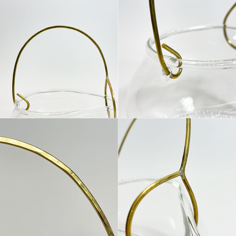 中根嶺 × 森谷和輝 ガラスポット ティーポット 金属把手 茶器 Φ9.5cm H13.5cm 現代作家 ★