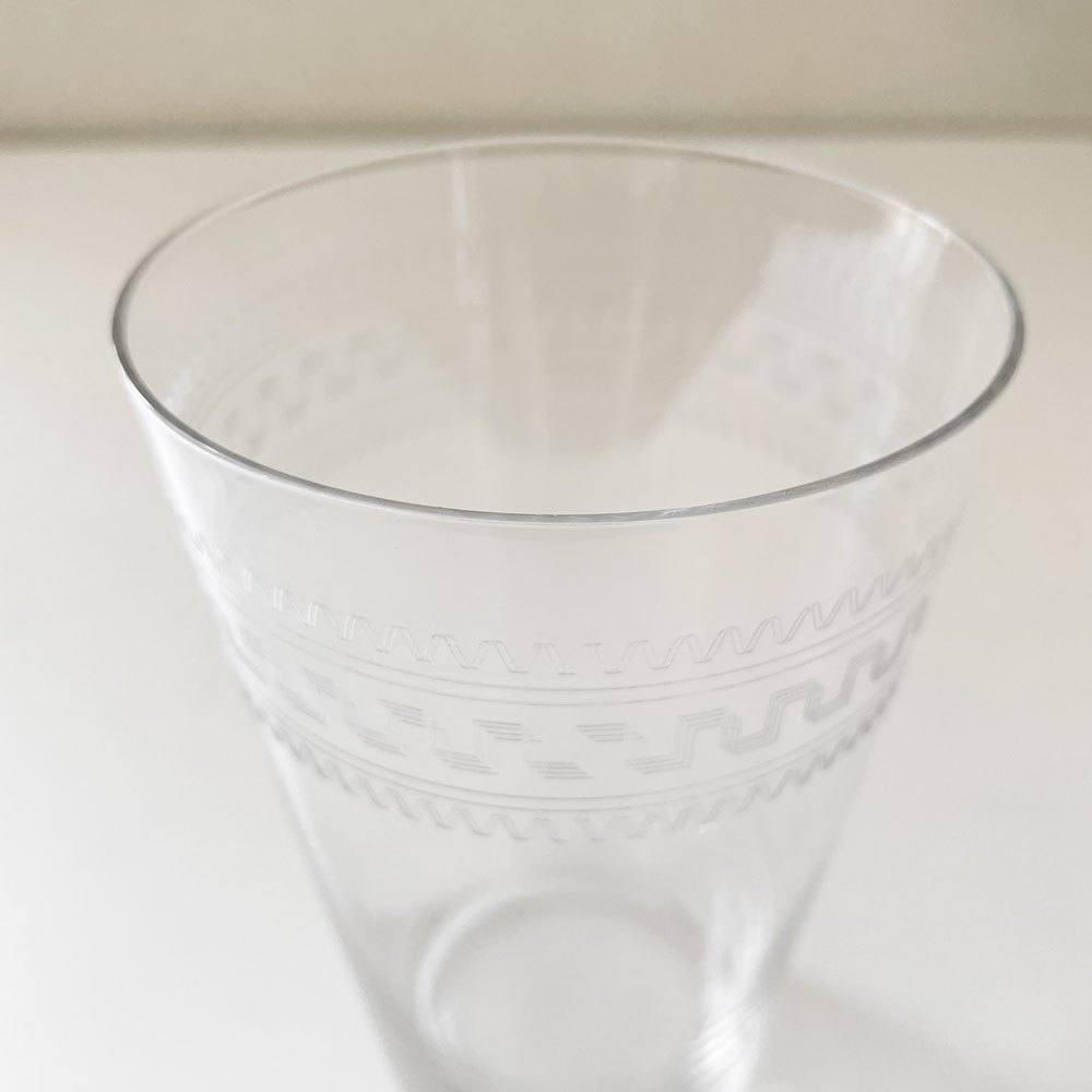 オールドバカラ Baccarat グレック Grecque ゴブレット タンブラーグラス H14cm エッチング ギリシャ模様 クリスタルガラス フランスビンテージ C ◎