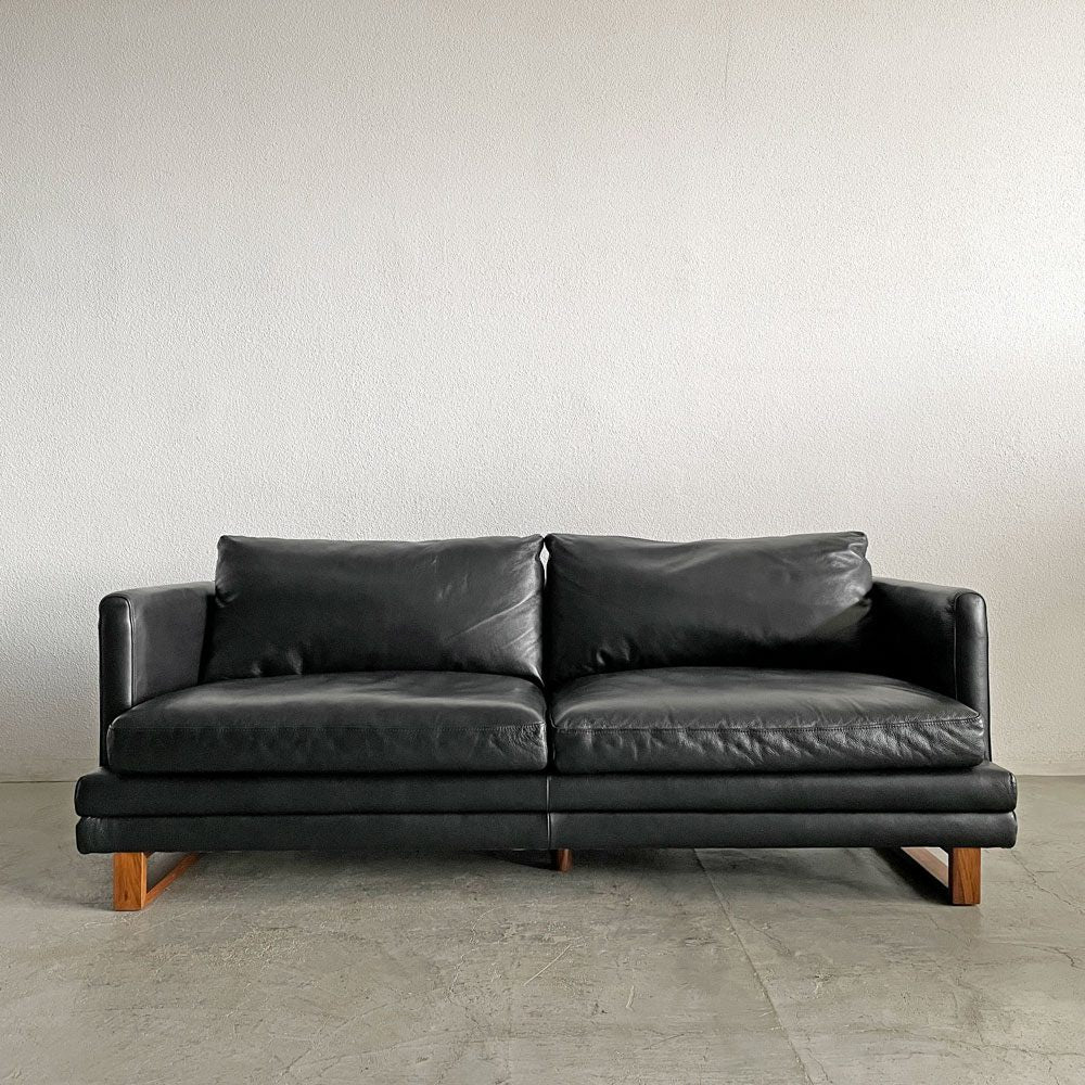 アクタス ACTUS ファイブバイファイブ five by five S1378 2.5シーターソファ W195cm 本革 ブラックレザー 廃番 〓
