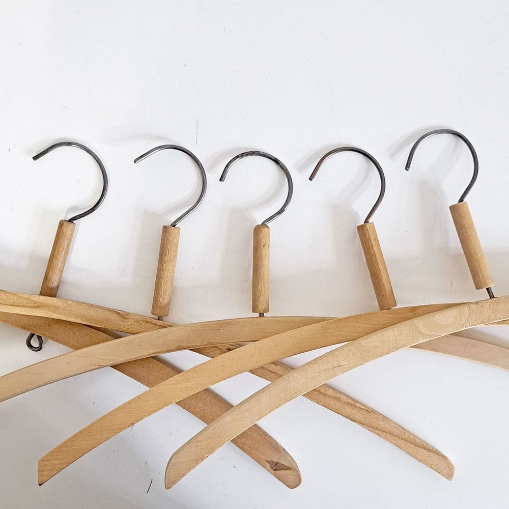 北欧ビンテージ Scandinabian Vintage 木製ハンガー 10本セット 1950〜70年代 木味 レトロ 古道具 A ●